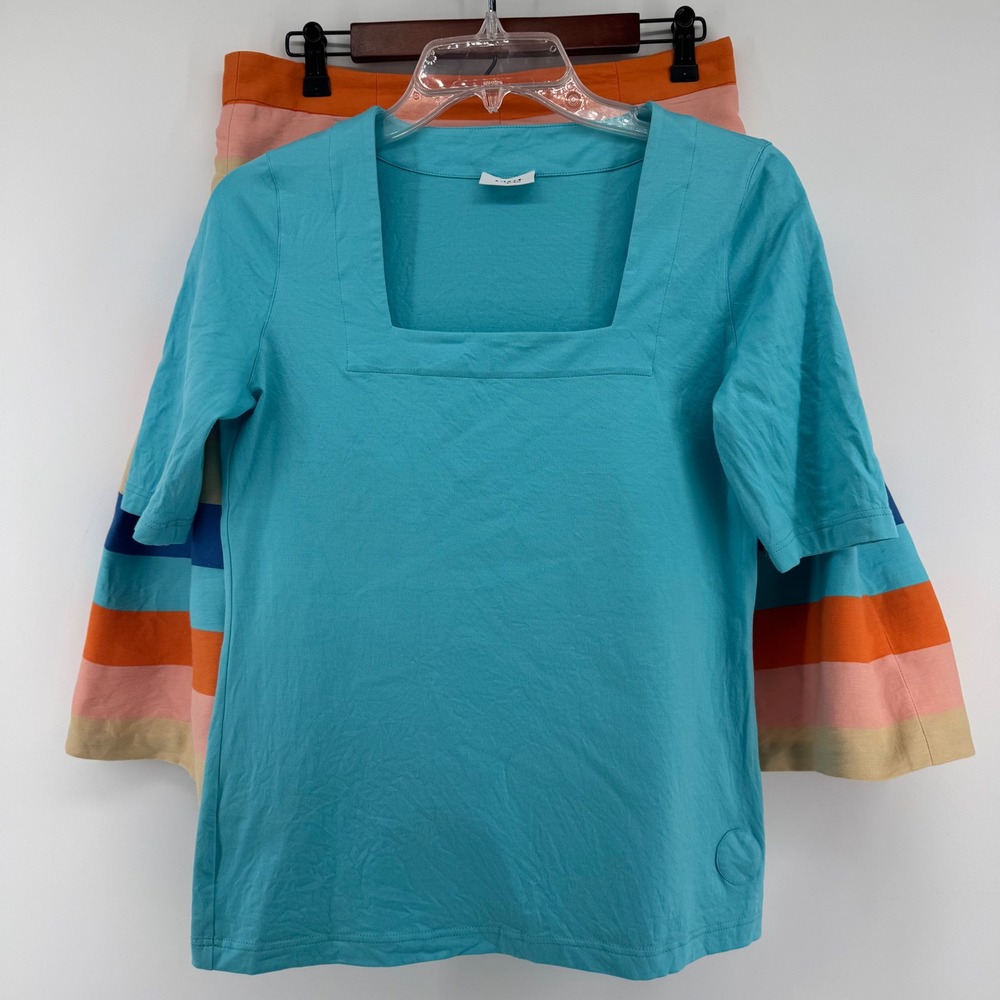 Akris Punto Striped A-Line Skirt Top Set Womens 10 Pleated Pockets‎ Designer - Picture 2 of 16